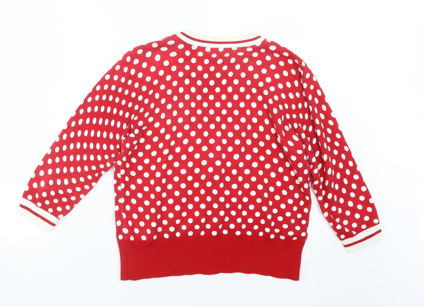 Laura Ashley Womens Red Polka Dot Knit Cardigan Jumper Size 14