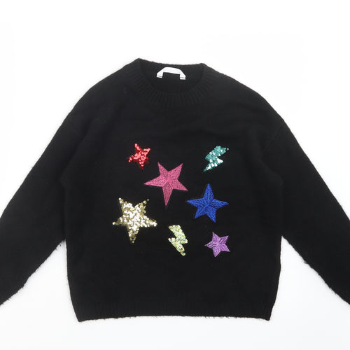Marks and Spencer Girls Black  Knit Pullover Jumper Size 9-10 Years