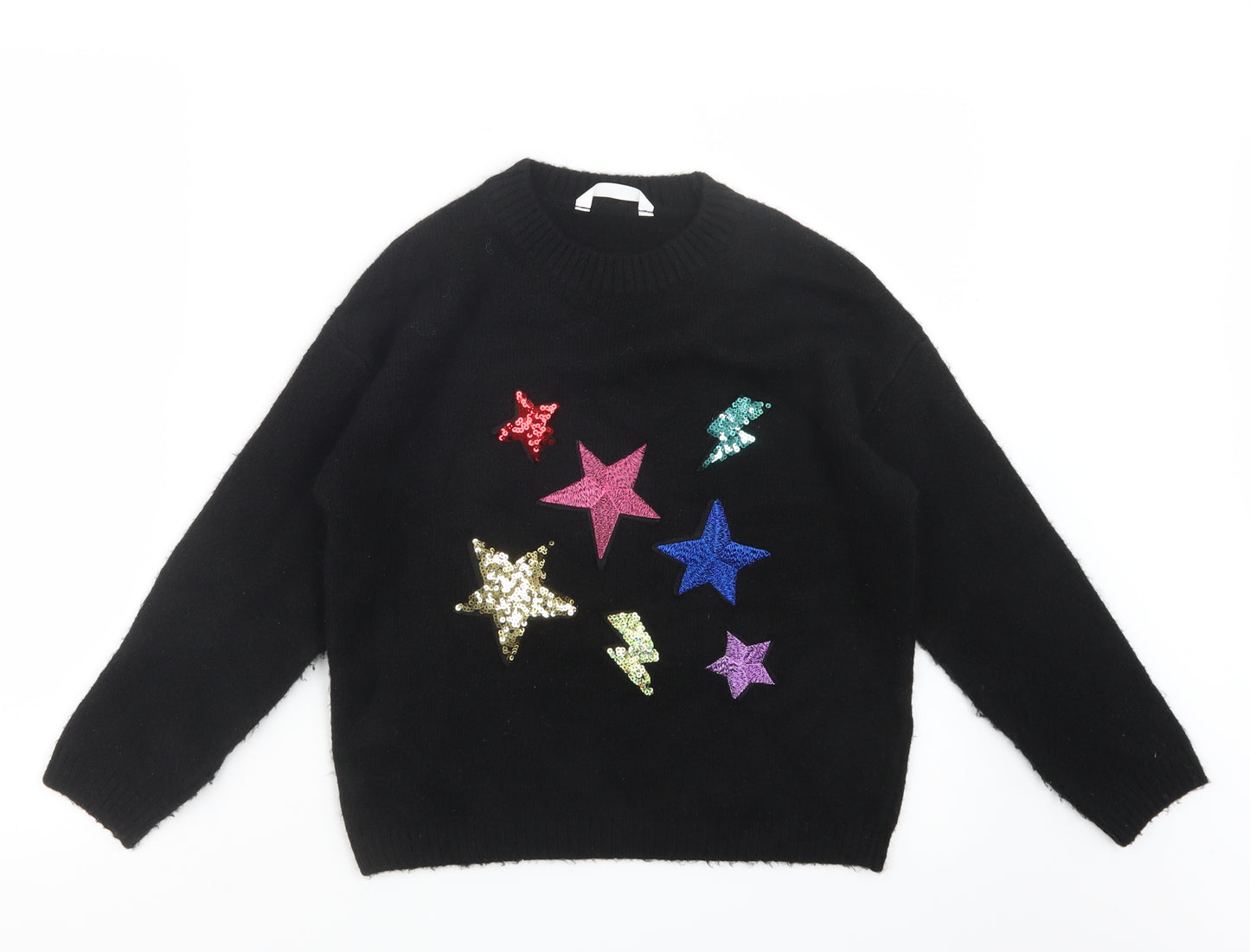 Marks and Spencer Girls Black  Knit Pullover Jumper Size 9-10 Years
