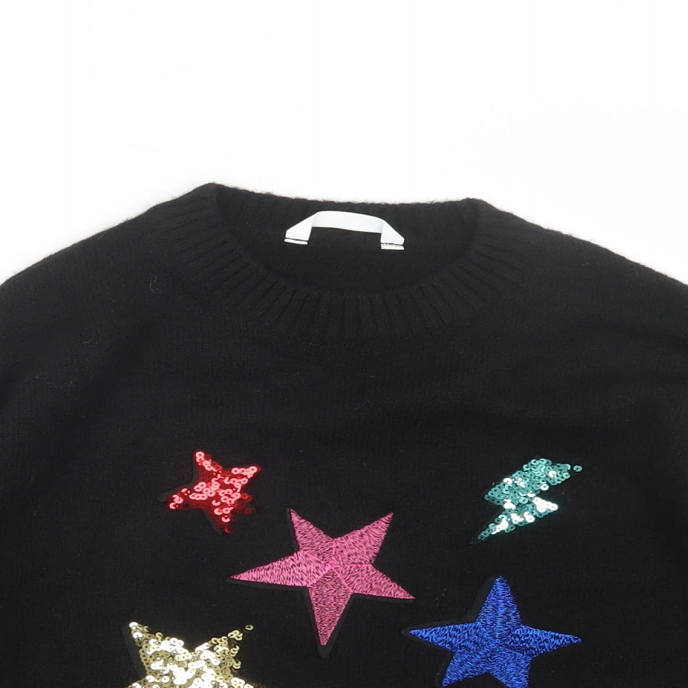 Marks and Spencer Girls Black  Knit Pullover Jumper Size 9-10 Years