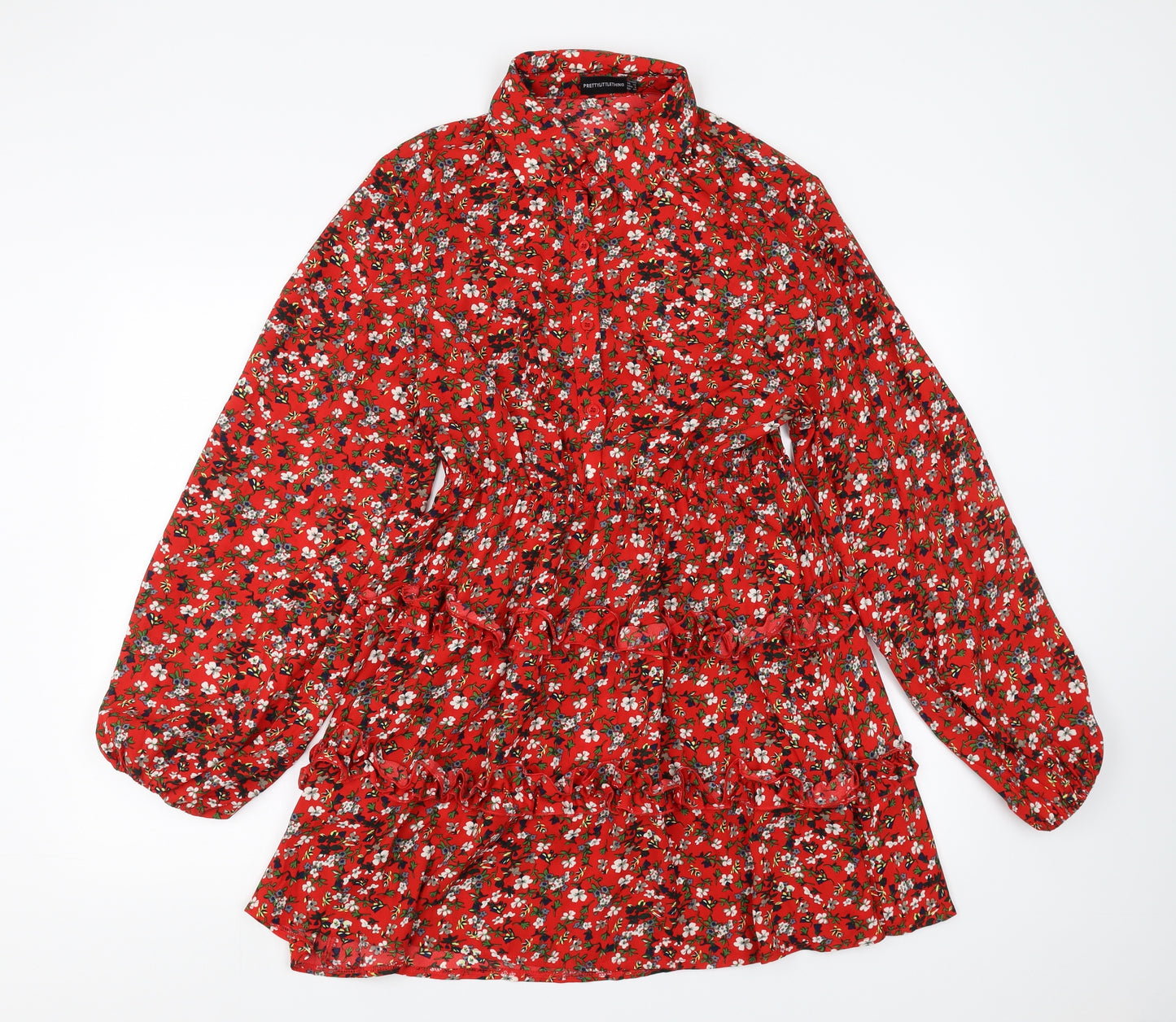 PRETTYLITTLETHING Womens Red Floral  Fit & Flare  Size 12