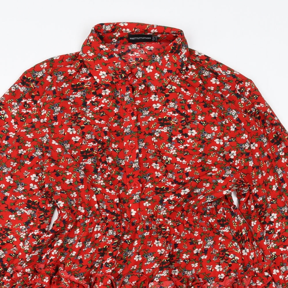 PRETTYLITTLETHING Womens Red Floral  Fit & Flare  Size 12