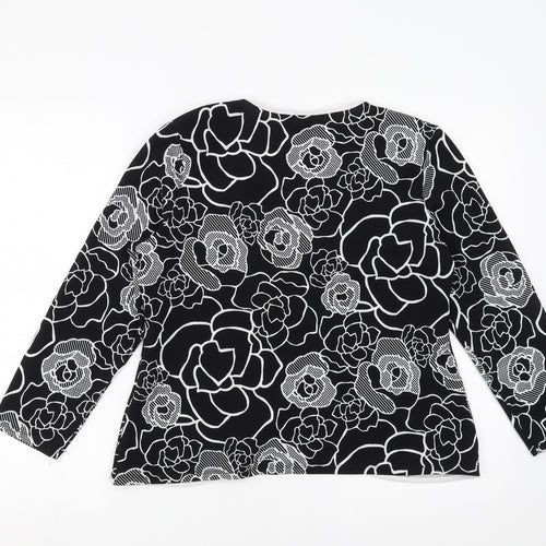 Saloos Womens Black Floral  Basic Blouse Size 14