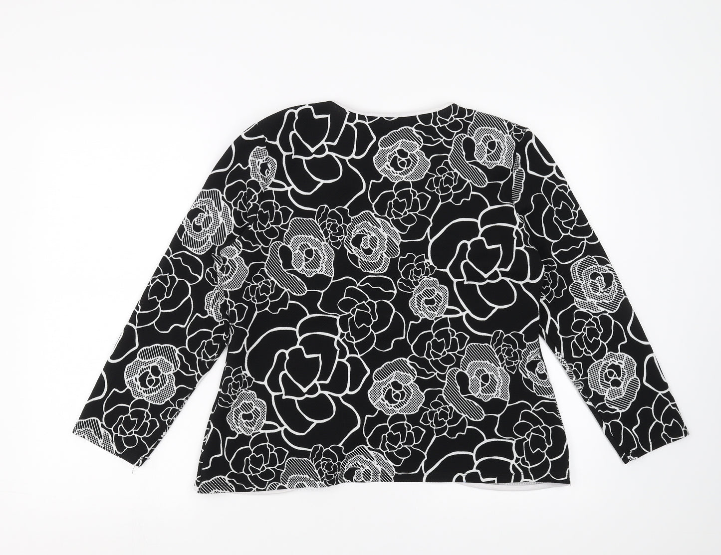 Saloos Womens Black Floral  Basic Blouse Size 14