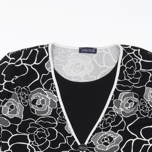 Saloos Womens Black Floral  Basic Blouse Size 14