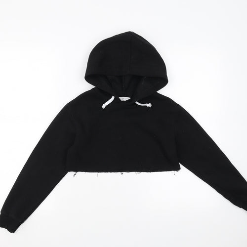 Candy Couture Girls Black   Pullover Hoodie Size 10 Years  - cropped, distressed hem