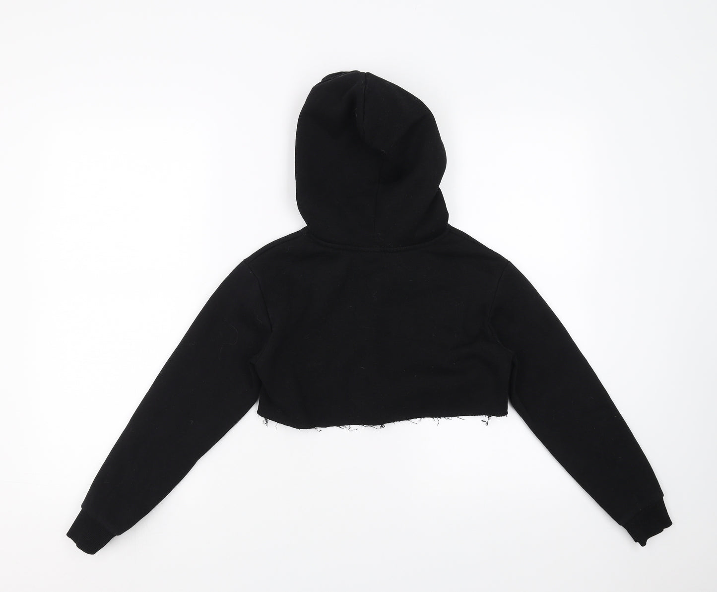 Candy Couture Girls Black   Pullover Hoodie Size 10 Years  - cropped, distressed hem