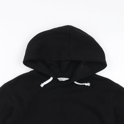 Candy Couture Girls Black   Pullover Hoodie Size 10 Years  - cropped, distressed hem