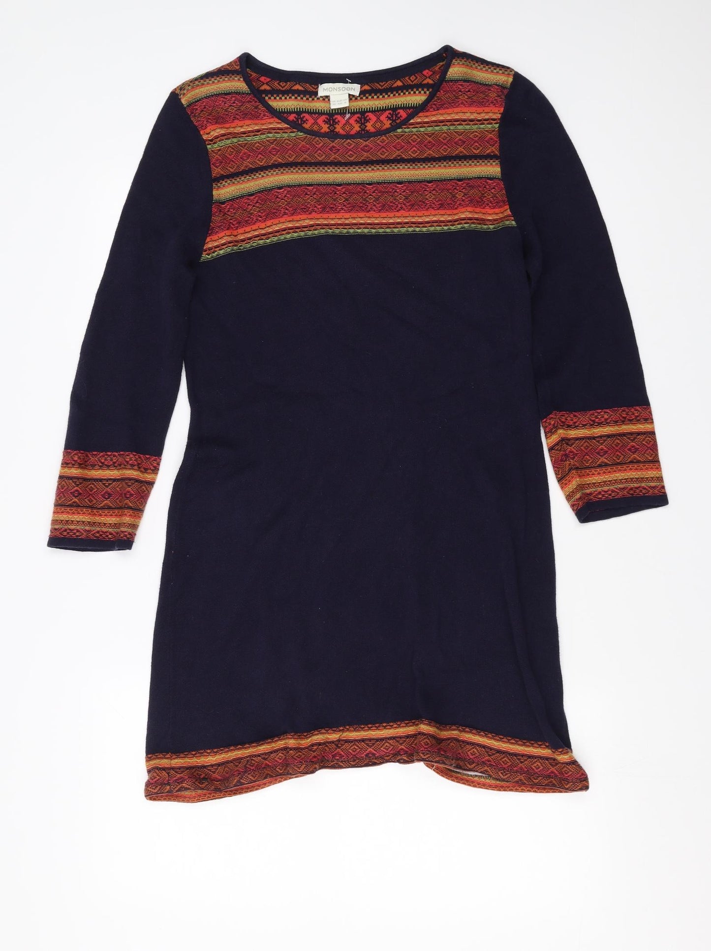 Monsoon Womens Blue Geometric  Jumper Dress  Size 12
