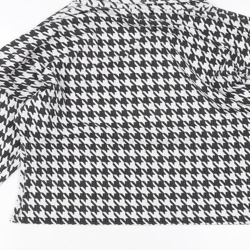 PRETTYLITTLETHING Womens Black Houndstooth  Basic Blouse Size S