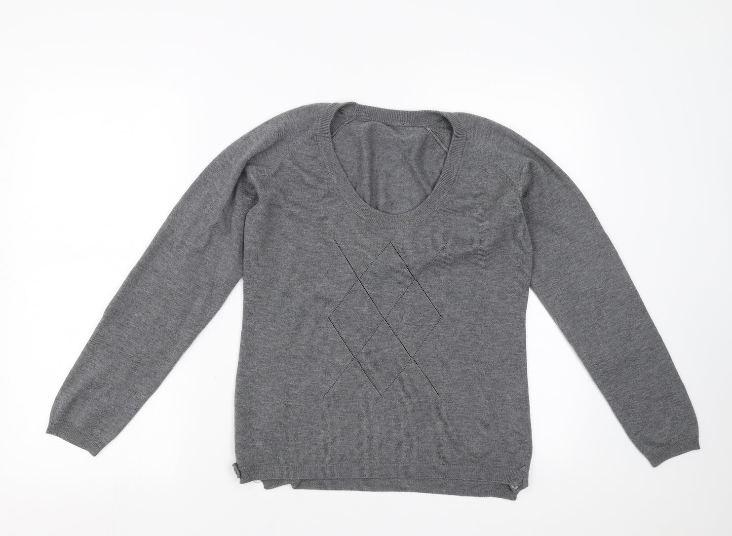 Preworn Womens Grey Argyle/Diamond  Pullover Jumper Size S