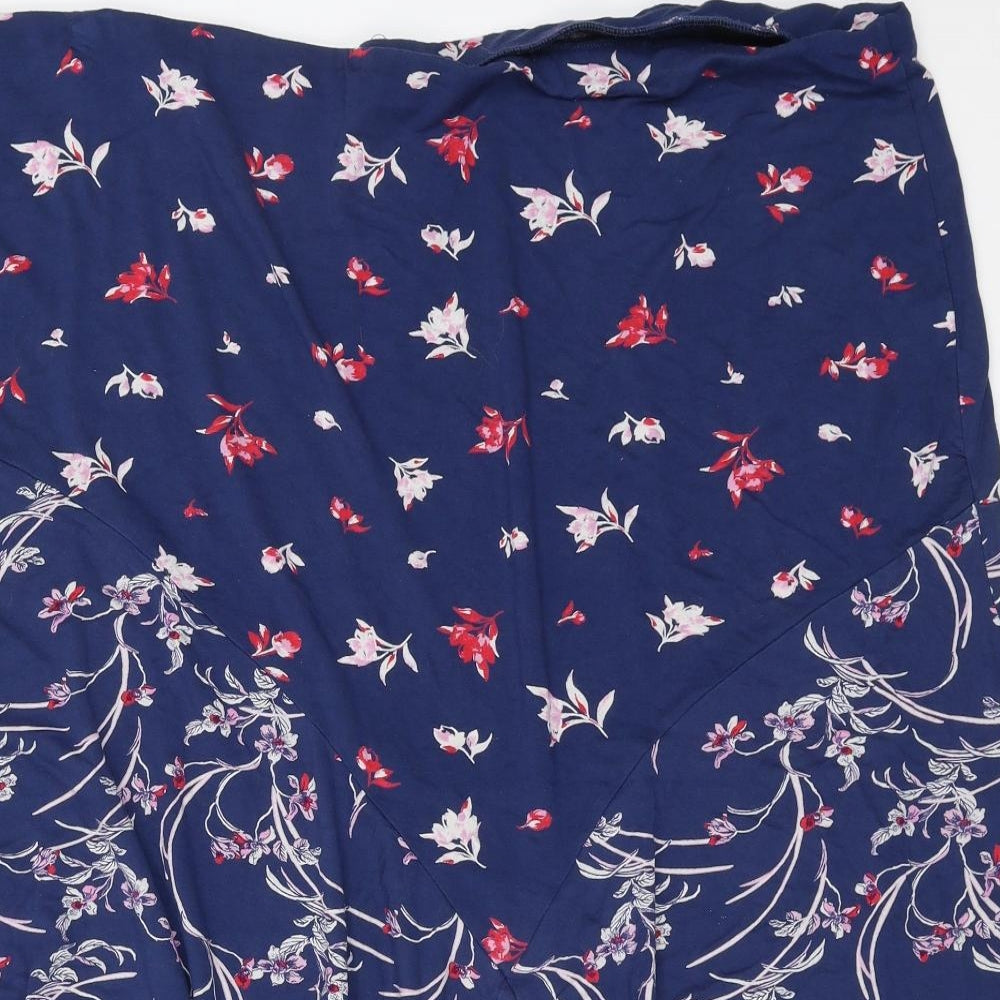 Bonmarché Womens Blue Floral  A-Line Skirt Size 24
