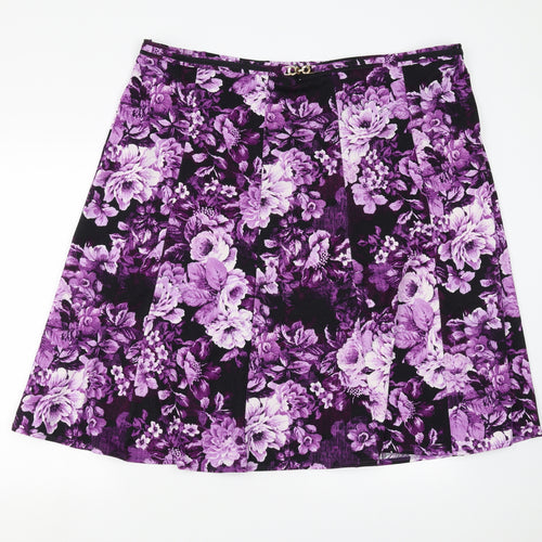 BM collection Womens Purple Floral  A-Line Skirt Size 24