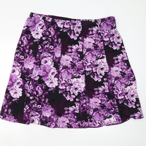 BM collection Womens Purple Floral  A-Line Skirt Size 24