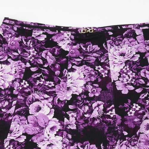 BM collection Womens Purple Floral  A-Line Skirt Size 24