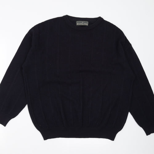 Elkjaer Mens Blue Striped  Pullover Jumper Size XL