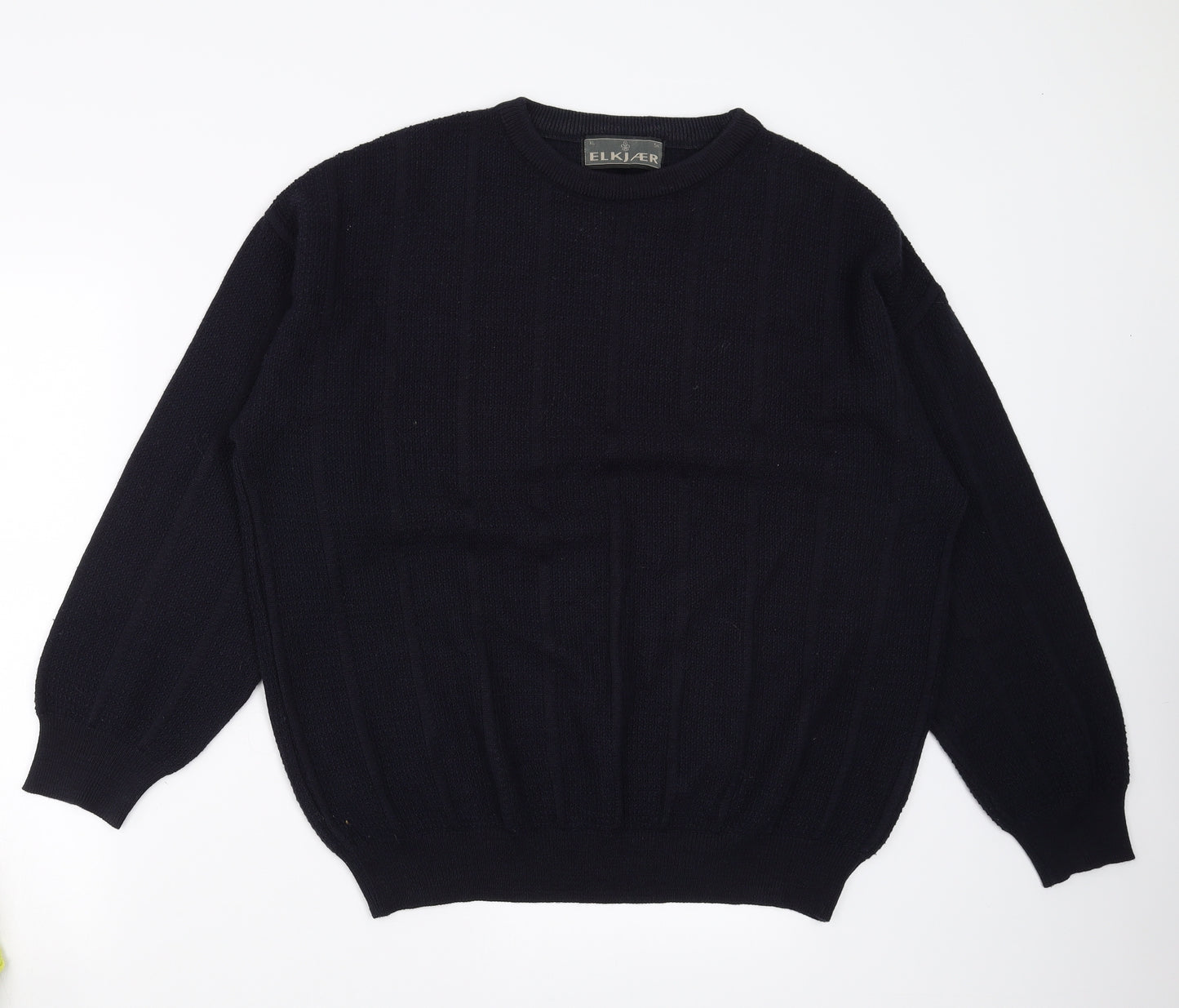 Elkjaer Mens Blue Striped  Pullover Jumper Size XL