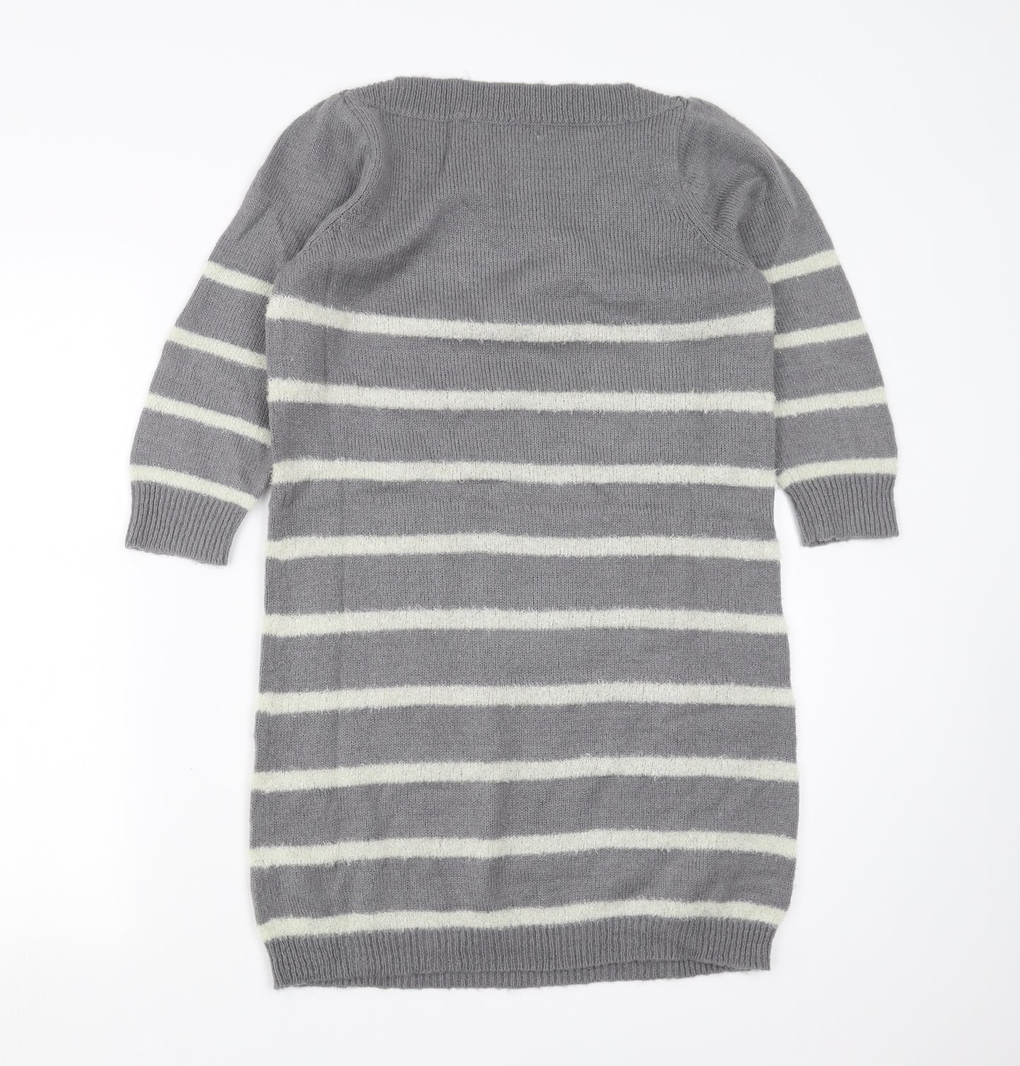 Jasper Conran Womens Grey Striped Knit Jumper Dress  Size 10