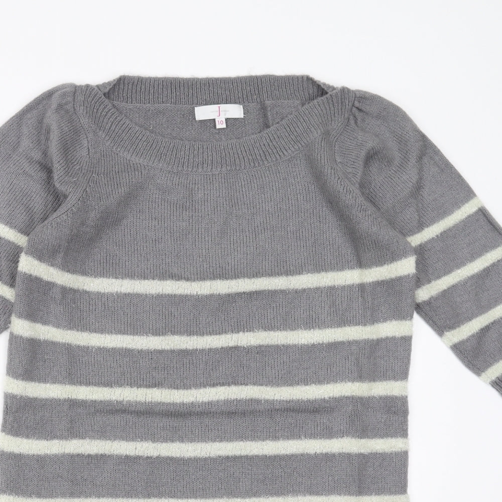 Jasper Conran Womens Grey Striped Knit Jumper Dress  Size 10