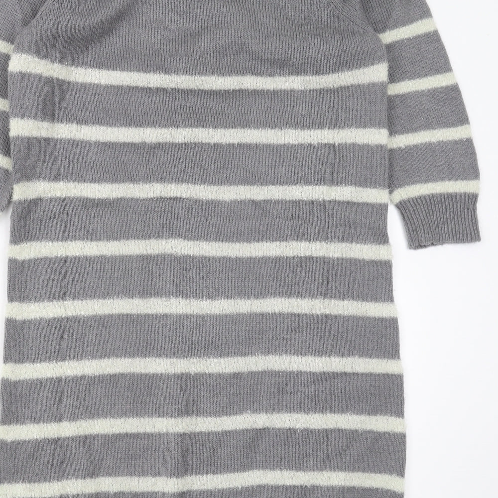 Jasper Conran Womens Grey Striped Knit Jumper Dress  Size 10