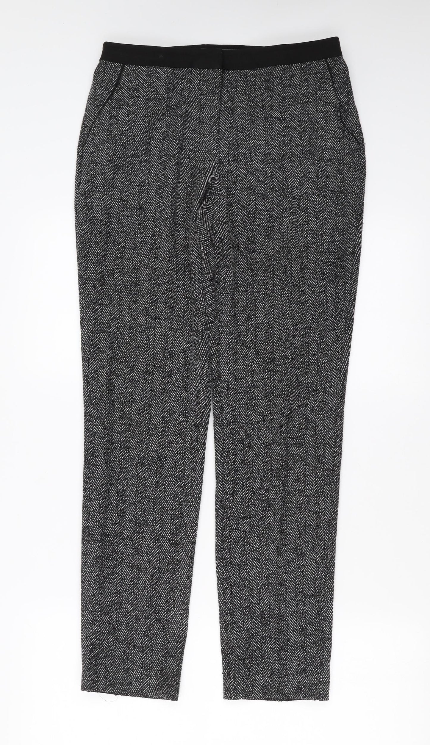 Primark Womens Grey Herringbone  Trousers  Size 8 L29 in