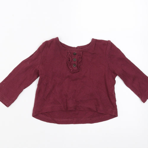 George Girls Purple   Basic T-Shirt Size 6-9 Months  - Hearts