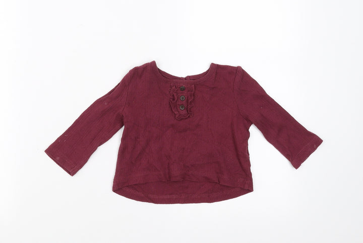 George Girls Purple Basic T-Shirt Size 6-9 Months - Hearts