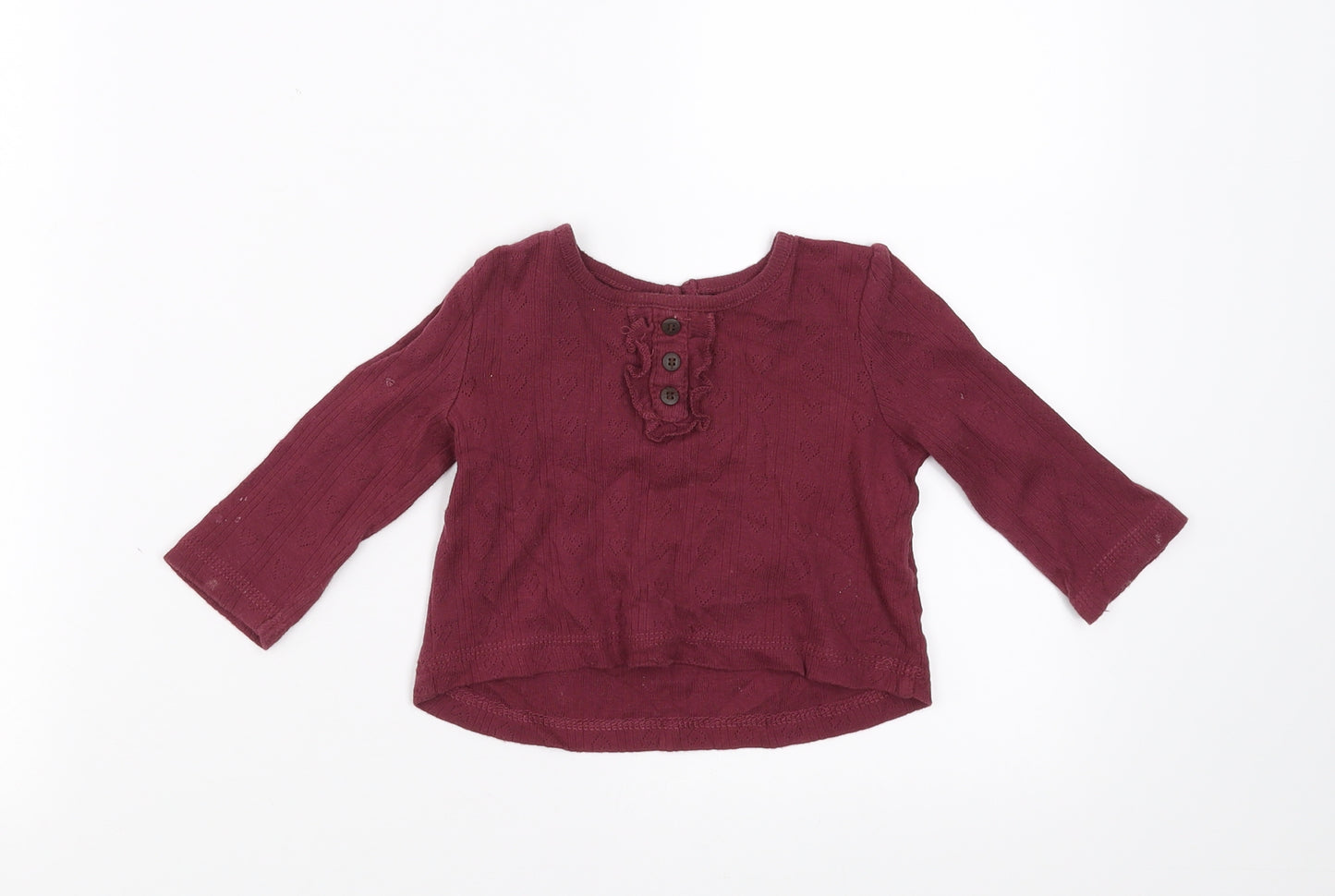 George Girls Purple   Basic T-Shirt Size 6-9 Months  - Hearts
