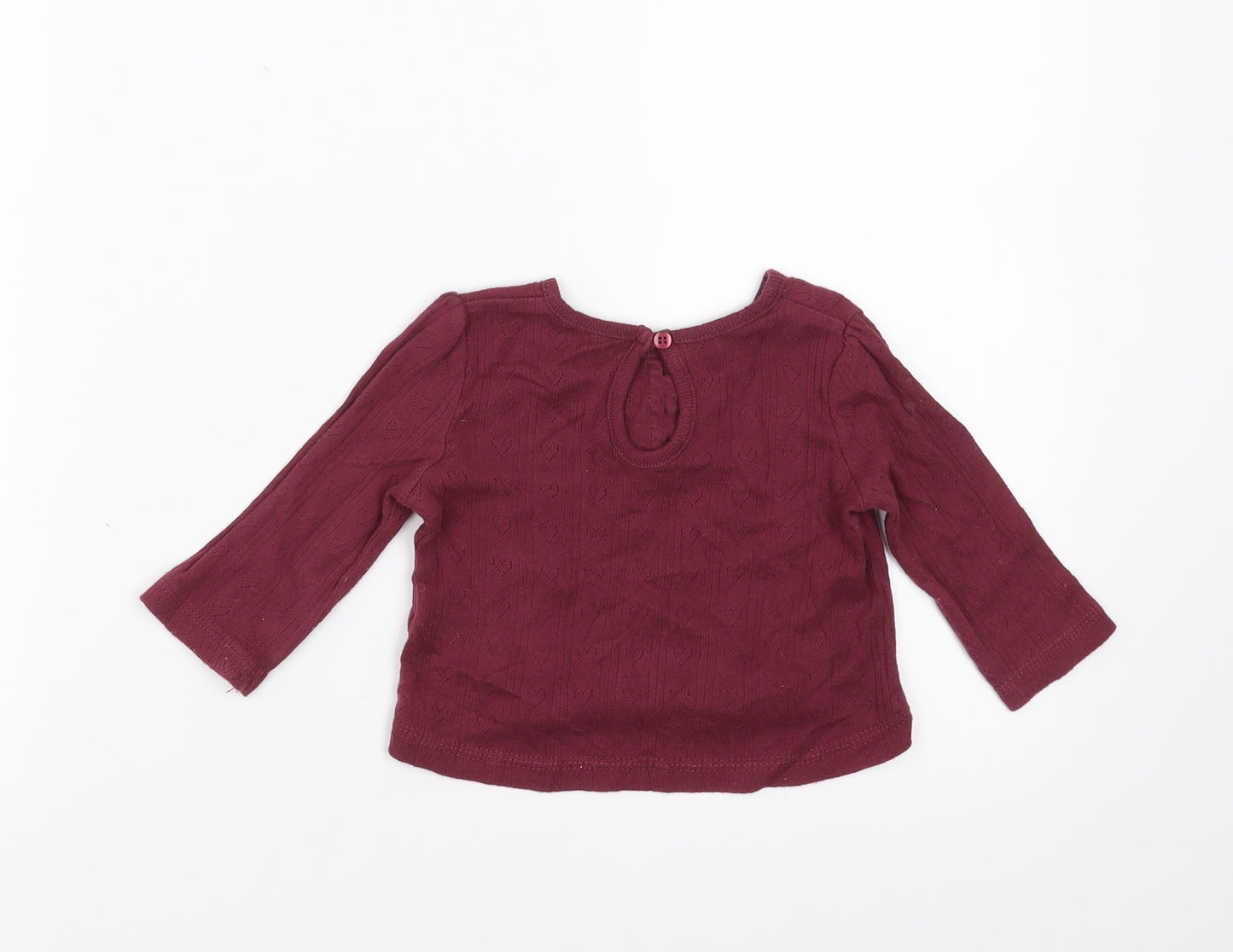 George Girls Purple   Basic T-Shirt Size 6-9 Months  - Hearts