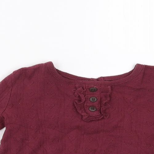 George Girls Purple   Basic T-Shirt Size 6-9 Months  - Hearts
