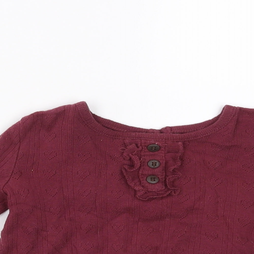 George Girls Purple   Basic T-Shirt Size 6-9 Months  - Hearts