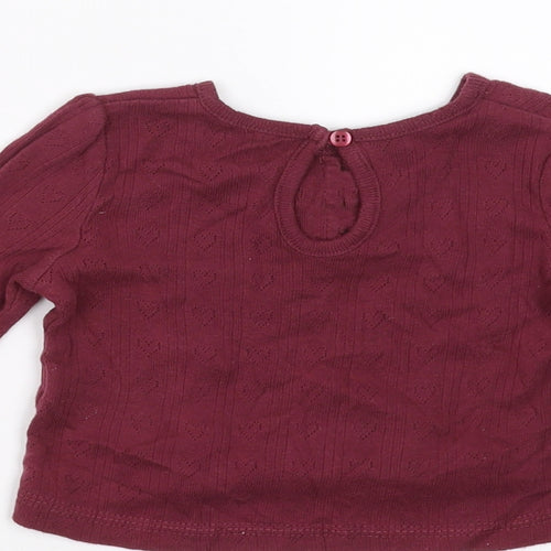 George Girls Purple   Basic T-Shirt Size 6-9 Months  - Hearts