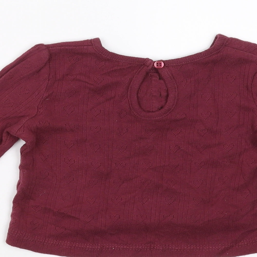 George Girls Purple   Basic T-Shirt Size 6-9 Months  - Hearts