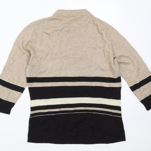 PLANET Womens Beige Striped  Pullover Jumper Size M