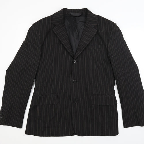 Full Circle Mens Black Striped  Jacket Blazer Size L