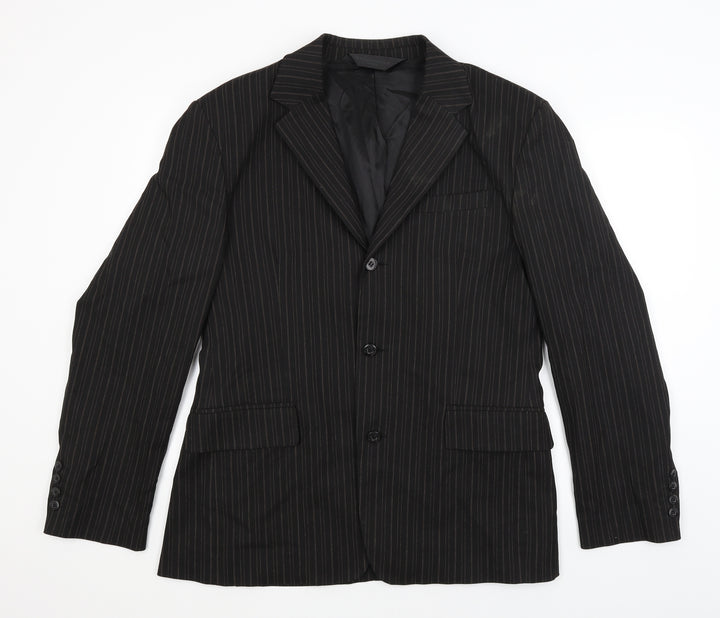 Full Circle Mens Black Striped  Jacket Blazer Size L