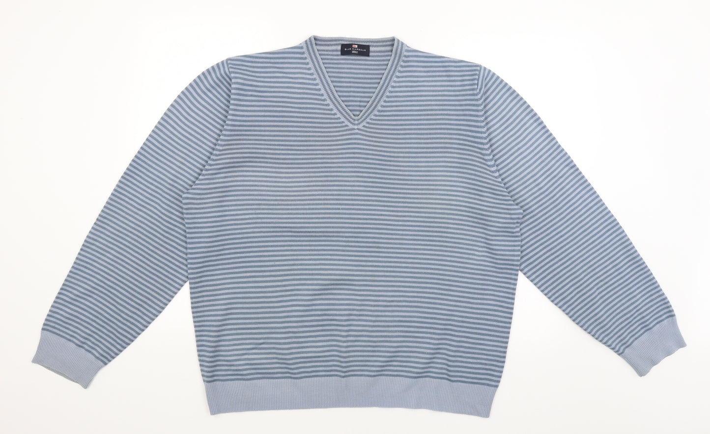 Blue Harbour Mens Blue Striped  Pullover Jumper Size XL