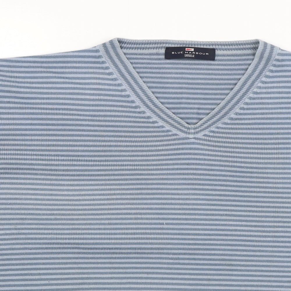 Blue Harbour Mens Blue Striped  Pullover Jumper Size XL