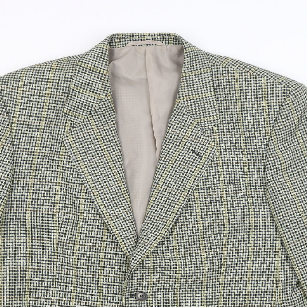Savatini Mens Green Houndstooth  Jacket Blazer Size L