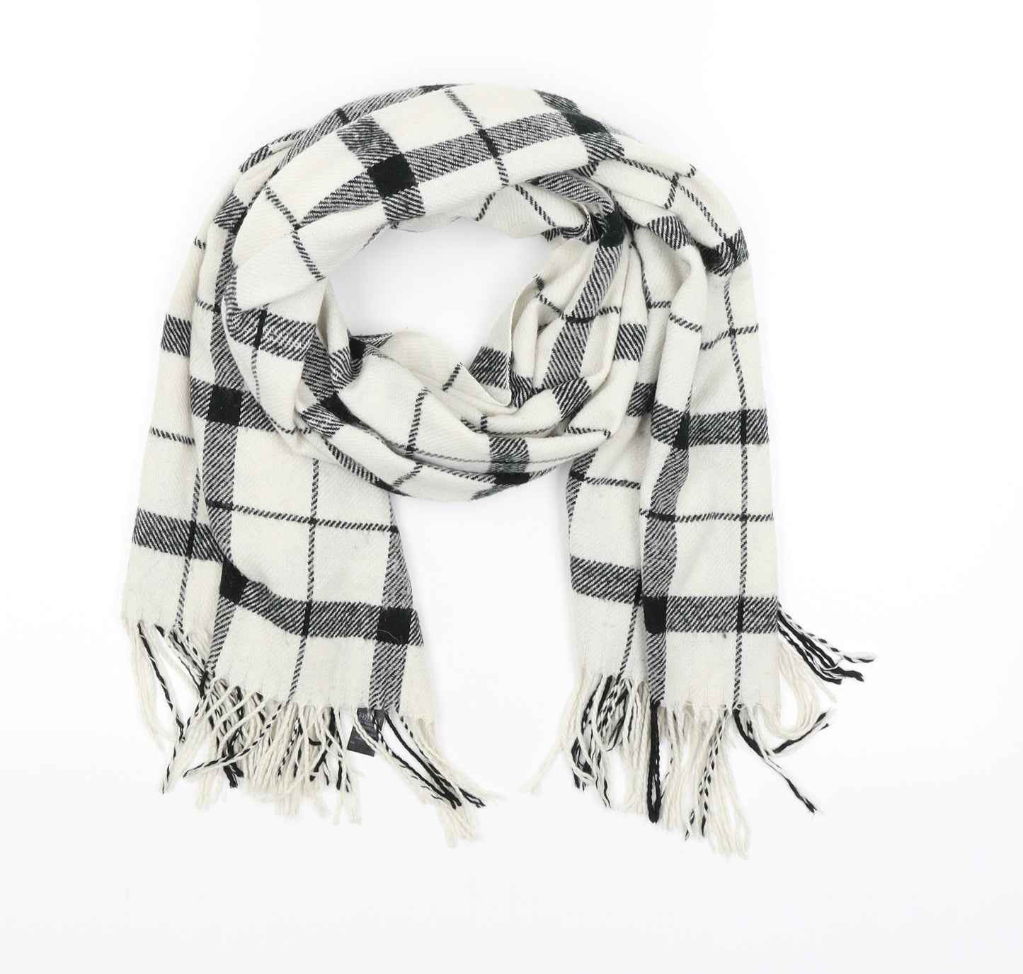 M&S Womens White Check   Scarf