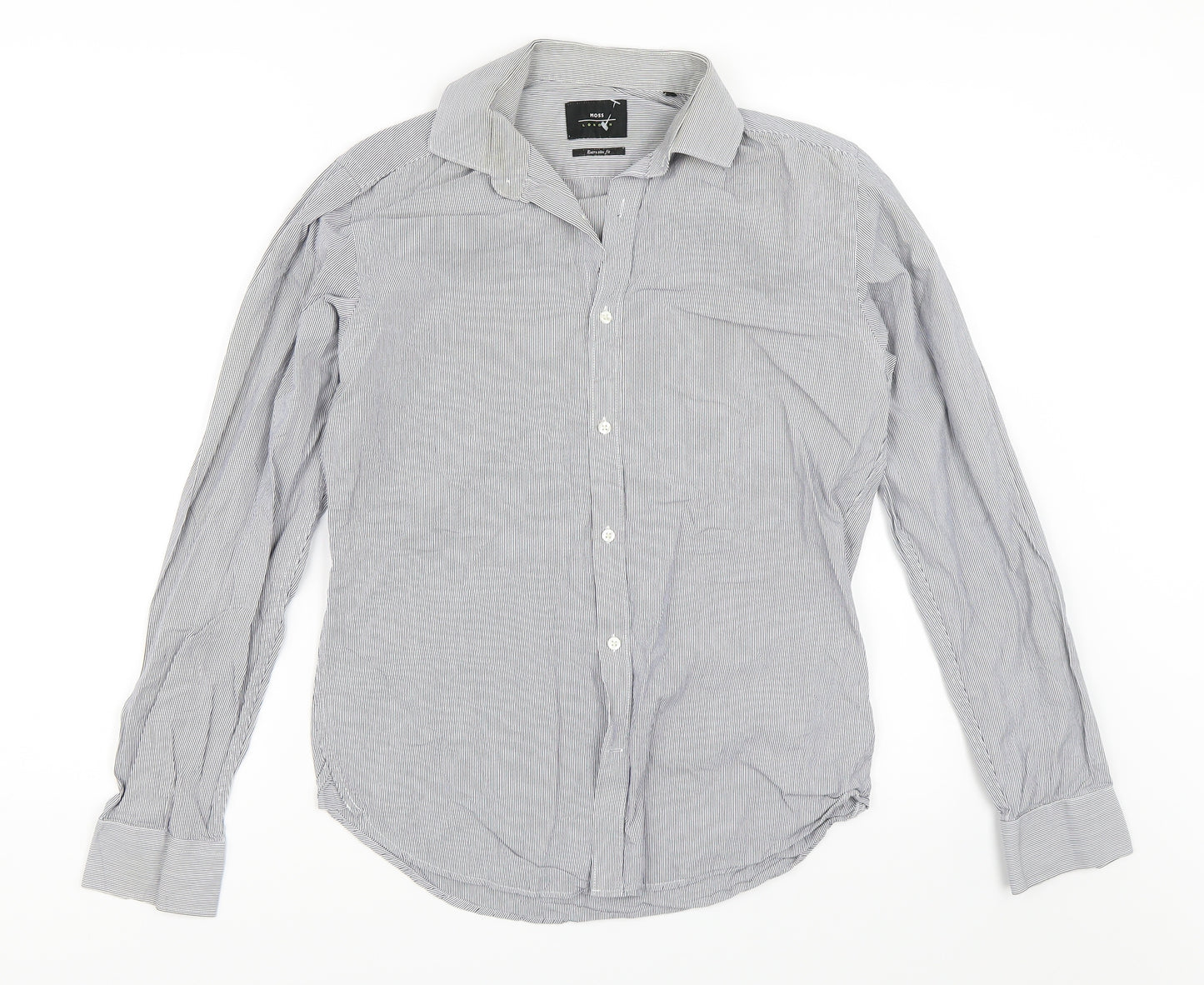 Moss London Mens Blue Striped   Dress Shirt Size 15