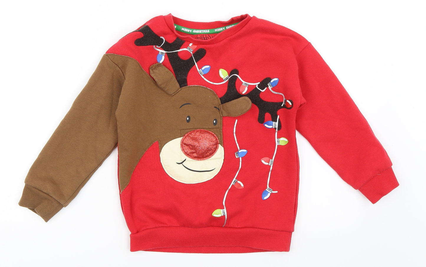 F&F Boys Red   Pullover Sweatshirt Size 6-7 Years  - christmas jumper