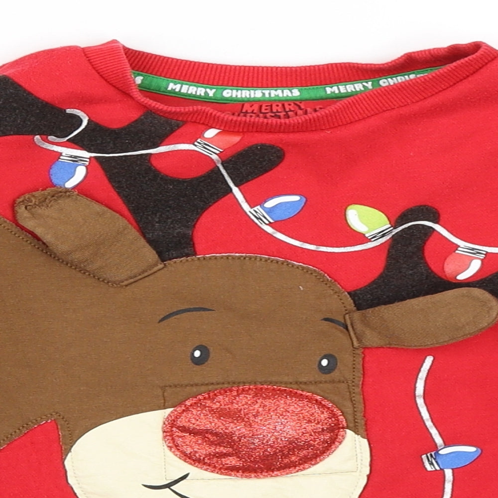 F&F Boys Red   Pullover Sweatshirt Size 6-7 Years  - christmas jumper
