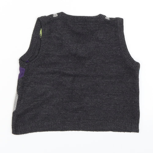 NEXT Boys Grey Argyle/Diamond  Vest Jumper Size 9-12 Months