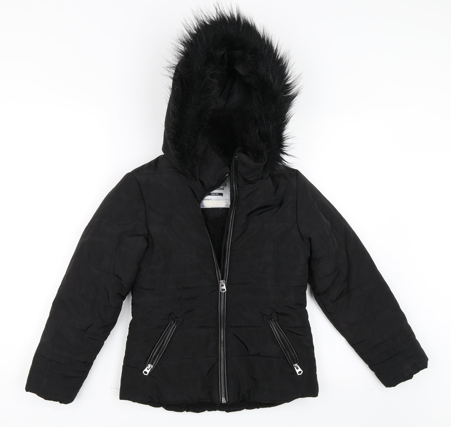 TU Girls Black   Puffer Jacket Coat Size 7-8 Years