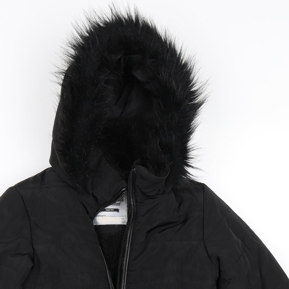 TU Girls Black   Puffer Jacket Coat Size 7-8 Years