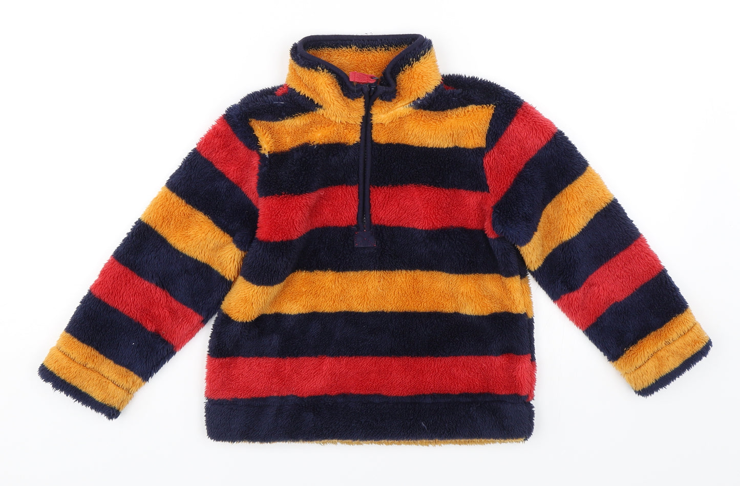 M&Co Boys Blue Striped  Henley Sweatshirt Size 4-5 Years