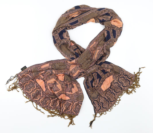 Front view of Preworn women’s orange geometric scarf