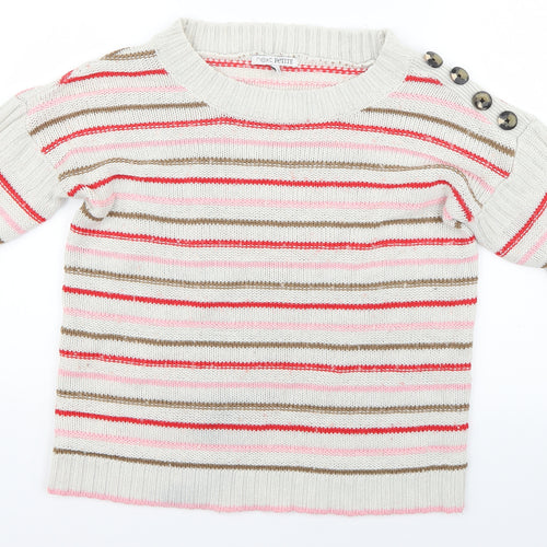 NEXT Womens White Striped  Pullover Jumper Size S