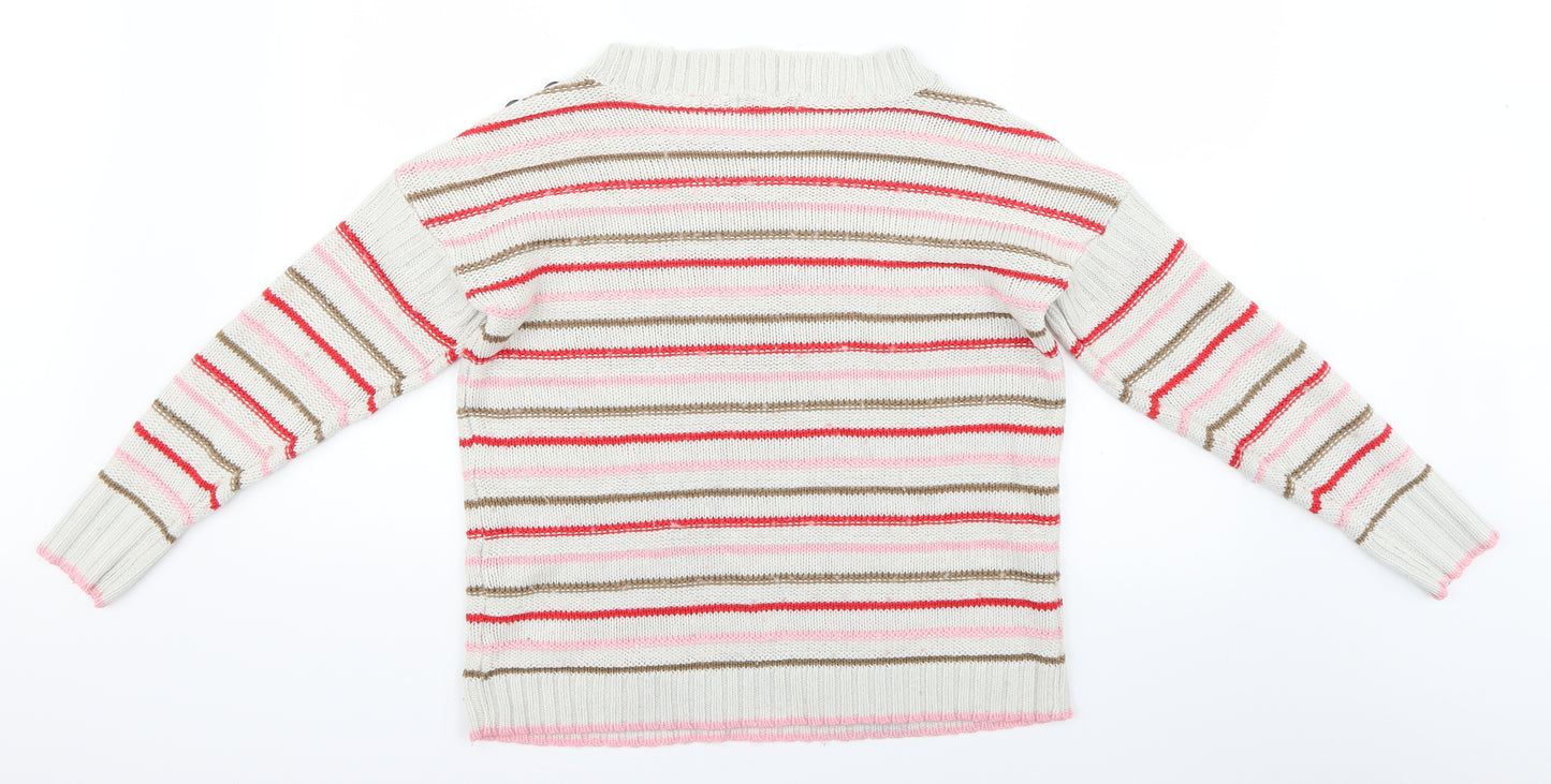NEXT Womens White Striped  Pullover Jumper Size S
